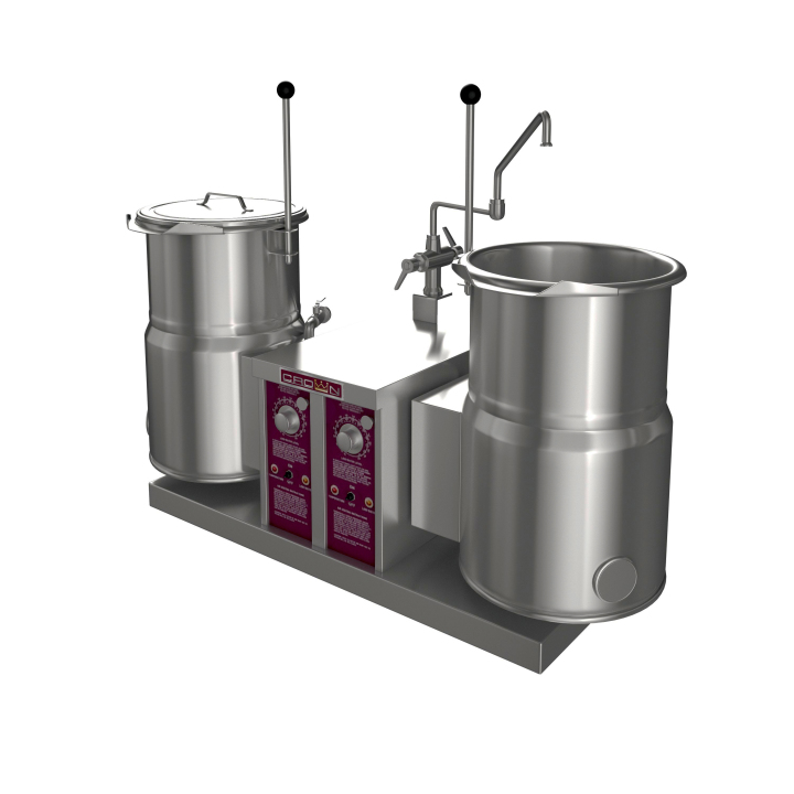 Twin Electric Counter Tilt Kettle, 2/3 Jacket, 6 Gallon, 7.5KW Each — 220V, 3PH